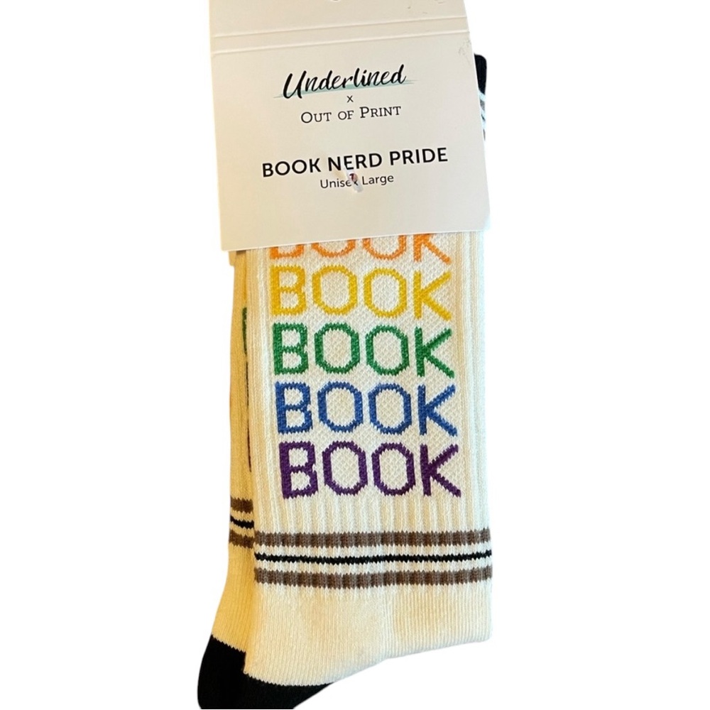 ❤️UNDERLINED x OUT OF PRINT Book Nerd Pride Unisex Large Socks